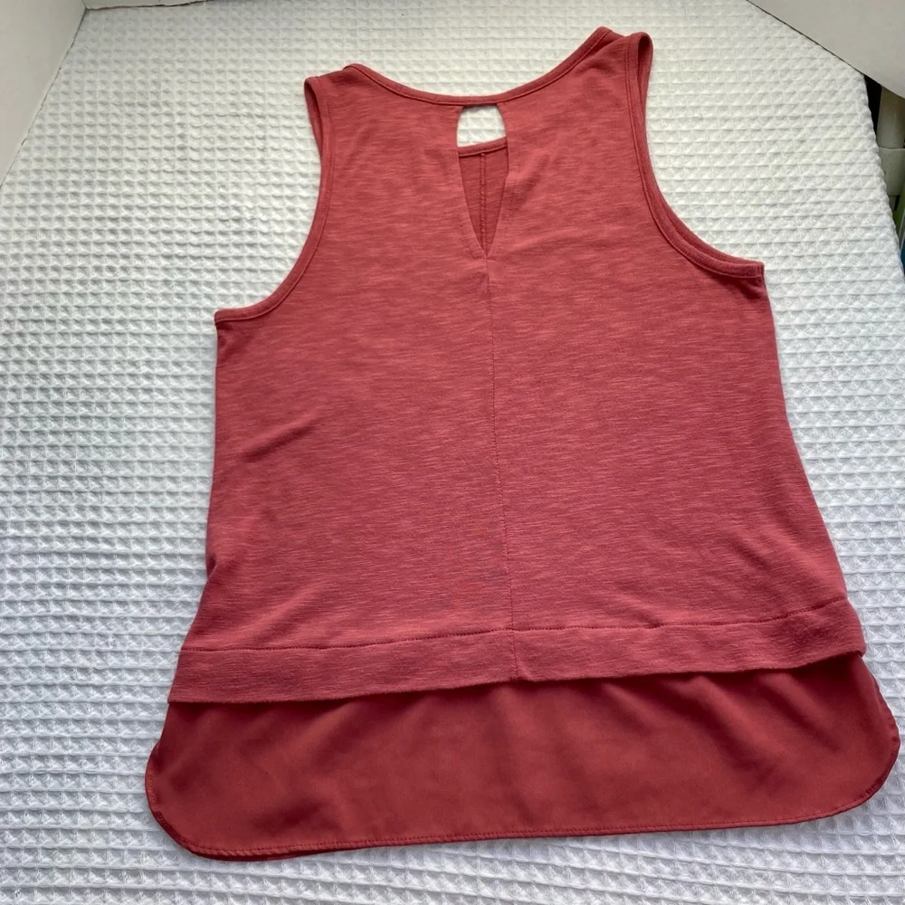 J Crew Tiered Keyhole Tunic Tank Top Rose Deep Pink Womens Medium